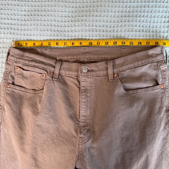 Levis 505 Regular Fit Jeans Mens 38x32 Timberwolf Brown Tan Denim Pants Zip Fly - Picture 6 of 8